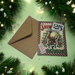 Santa Claus  Holiday Card Vintage Inspired Christmas Greeting Card, Blank Interior
