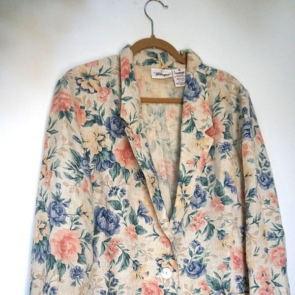 Gorgeous Vintage Pastel Floral Worthington Blazer/Jacket Oversized