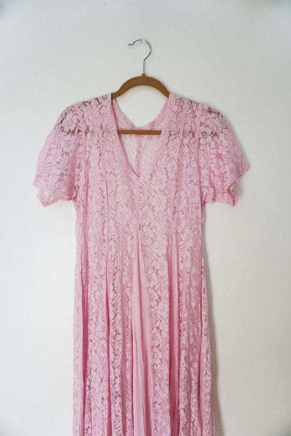 Stunning Vintage Pink Lace Gypsy Flowing Boho Midi