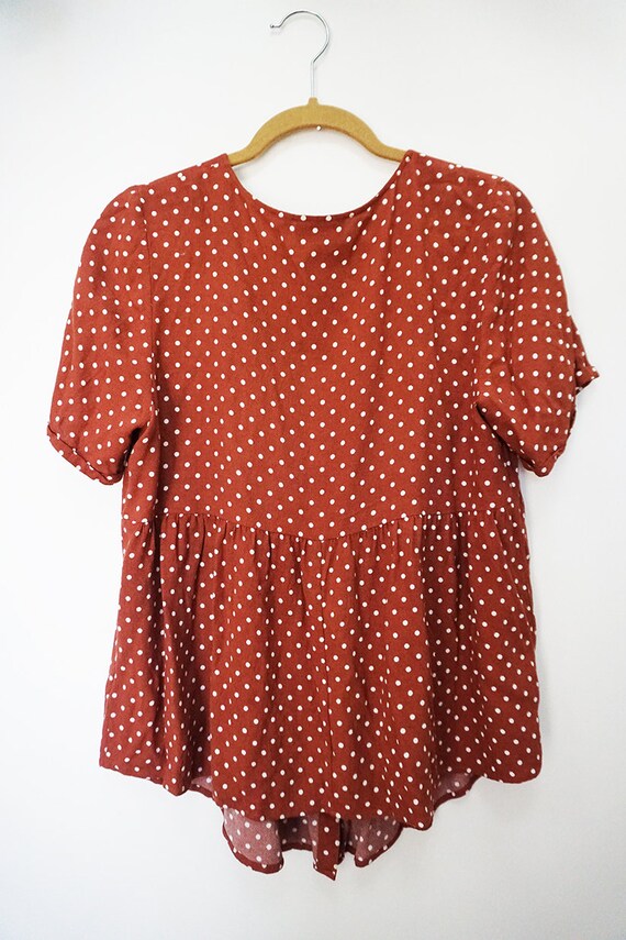 Vibrant Polka Dot Rayon Sussan Smock Top Blouse - image 7