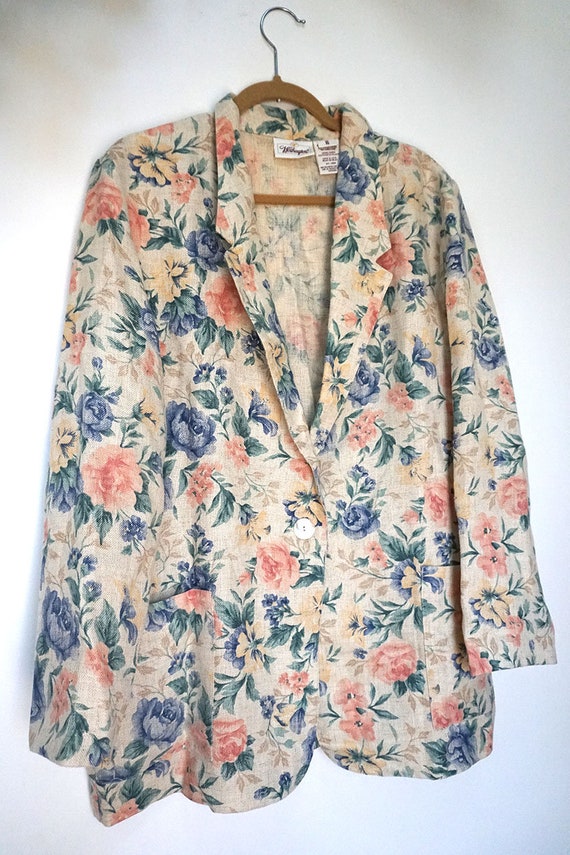 Gorgeous Vintage Pastel Floral Worthington Blazer… - image 6