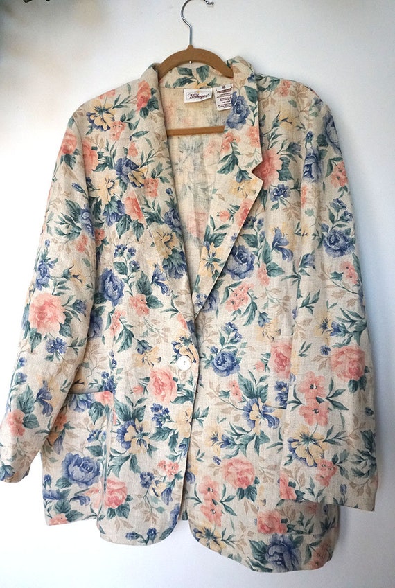 Gorgeous Vintage Pastel Floral Worthington Blazer… - image 5