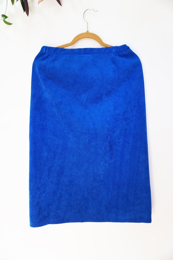 Vintage Royal Blue Suede Wiggle Pencil Secretary S