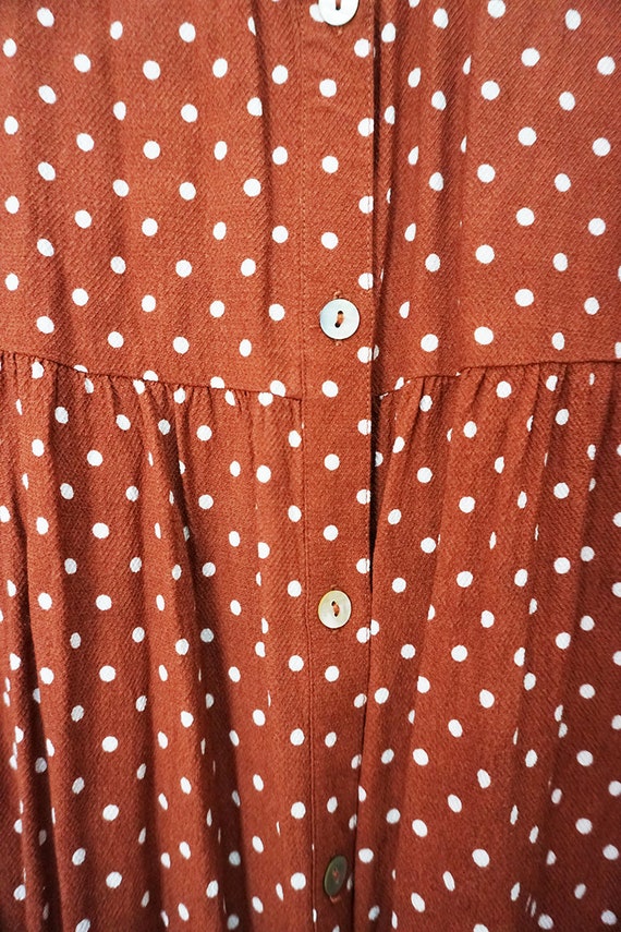 Vibrant Polka Dot Rayon Sussan Smock Top Blouse - image 4