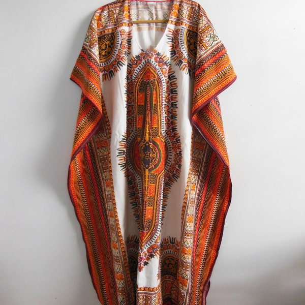 Vintage Ethnic Dashiki Tribal Boho Indian Kaftan/Caftan Maxi Dress Wearable Art