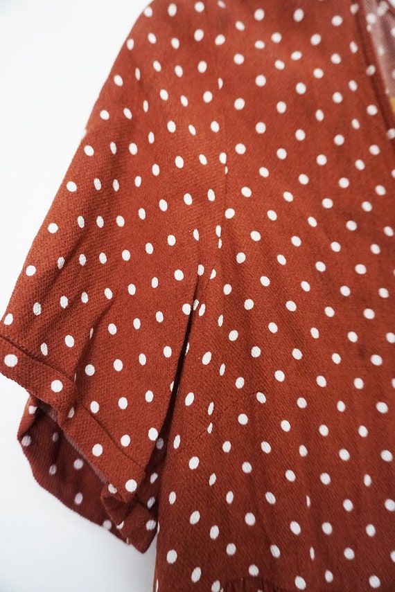 Vibrant Polka Dot Rayon Sussan Smock Top Blouse - image 1