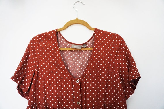 Vibrant Polka Dot Rayon Sussan Smock Top Blouse - image 5