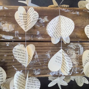 Heart Garland, Baby Shower, Wedding Decor, Book Themed Party Decor, Valentine's Day, Vintage Book Pages, Party Decorations, Made to Order