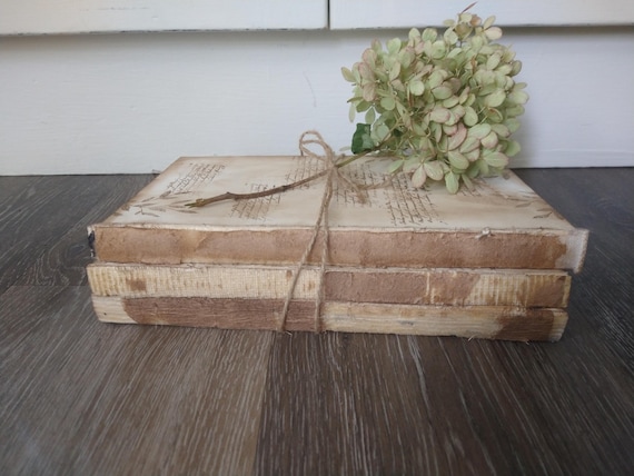 Vintage Book Decor, Stack of old Books, Unbound Books, Distressed Books, Upcycled Books for Decor