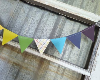 Scrappy Rainbow Garland , Rainbow Birthday Bunting, Party Decorations, Baby Shower Decor, Birthday Banner, Rainbow Party,Made to Order