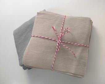 Denim Canvas Squares Tan Canvas Rag Quilt Fabric Upcycled Canvas Repurposed Denim Tan Charm Pack Precut Denim
