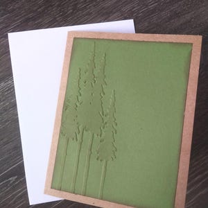 Arbre à feuilles persistantes Cartes de correspondance en relief - Lot de 2 - Cartes vierges - Thème de l'hiver - Cartes de correspondance - Cartes de correspondance Kraft