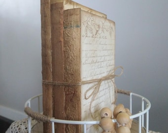 Vintage Book Decor, Stack of old Books, Unbound Books, Distressed Books, Upcycled Books for Decor, Book Stack