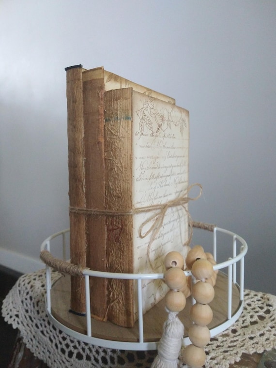 Vintage Book Decor, Stack of old Books, Unbound Books, Distressed Books, Upcycled Books for Decor, Book Stack