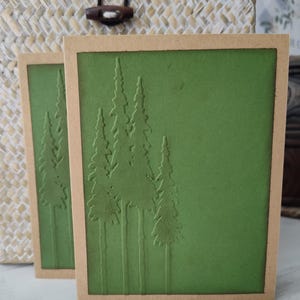 Evergreen Tree Cards Embossed Note Cards - Set of 2 - Blank Cards - Winter Theme - Note Cards- Kraft Note Cards