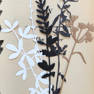 Wild Flower die cut stems, Tim holtz, flower die cuts, junk journal supplies, neutral flowers, paper die cuts