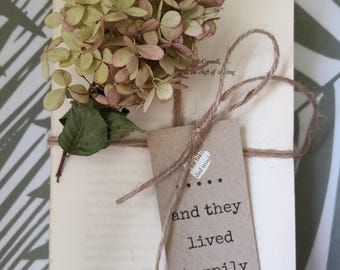 Tag for Book Stack, Book Stack Decor, Wedding Centerpieces, Wedding Decorations, Booked Themed Wedding, Bridal Shower Decorations, Vintage
