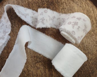 Cotton Ribbon, Hand Torn Ribbon, Frayed Edge Ribbon, Gift Wrapping, Cute Bows, Shabby Chic, Vintage Cotton Ribbon