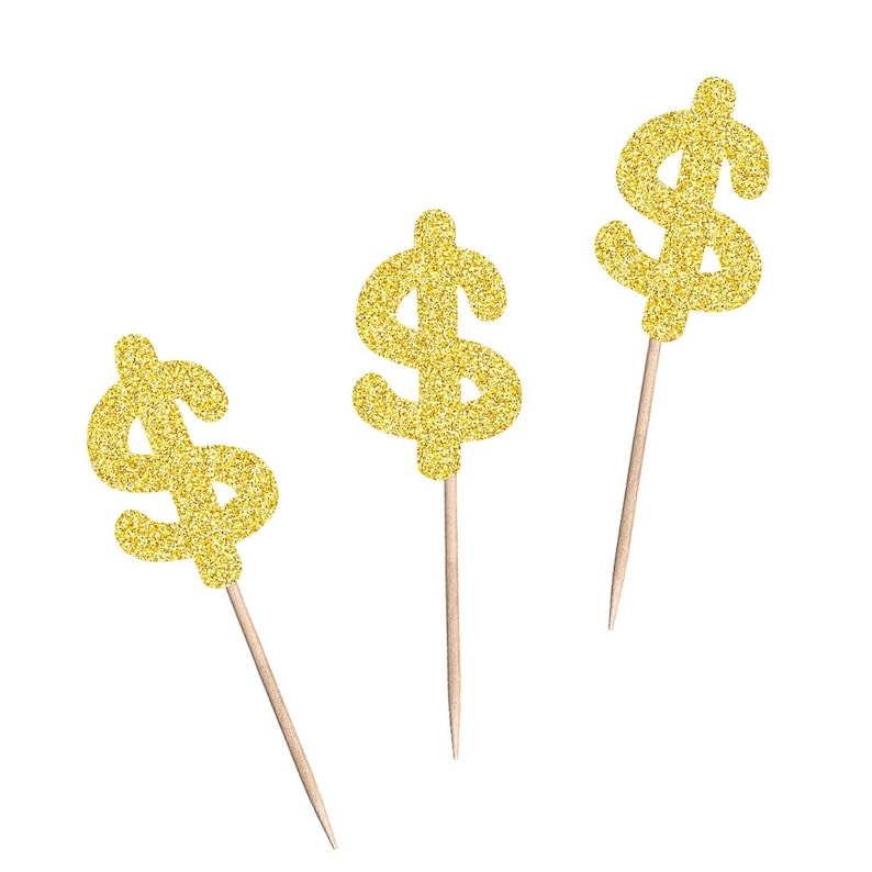 Dollar Sign Cupcake Toppers Money Cake Topper Savings Party Etsy