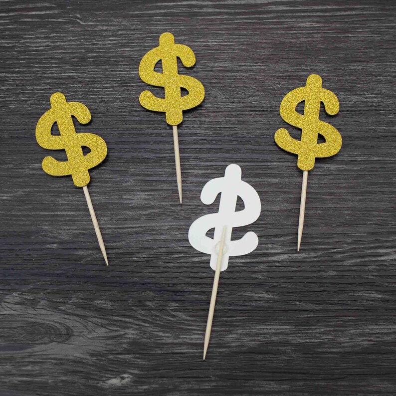 Dollar Sign Cupcake Toppers Money Cake Topper Savings Party Etsy