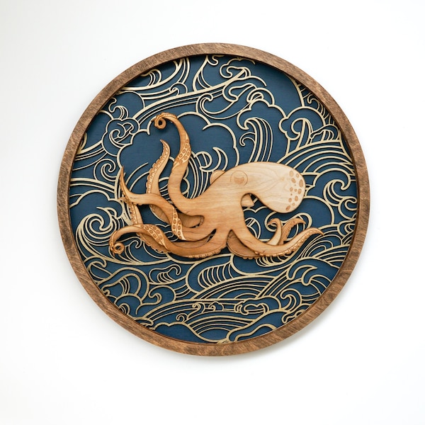 Kraken, Octopus, Japanese, Ocean, Wall Art, Customize Colors