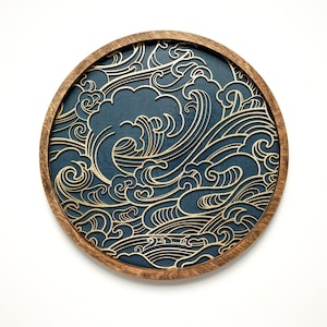 Gold on Blue, Japanese, Ocean, Wall Art, Small to Extra Large