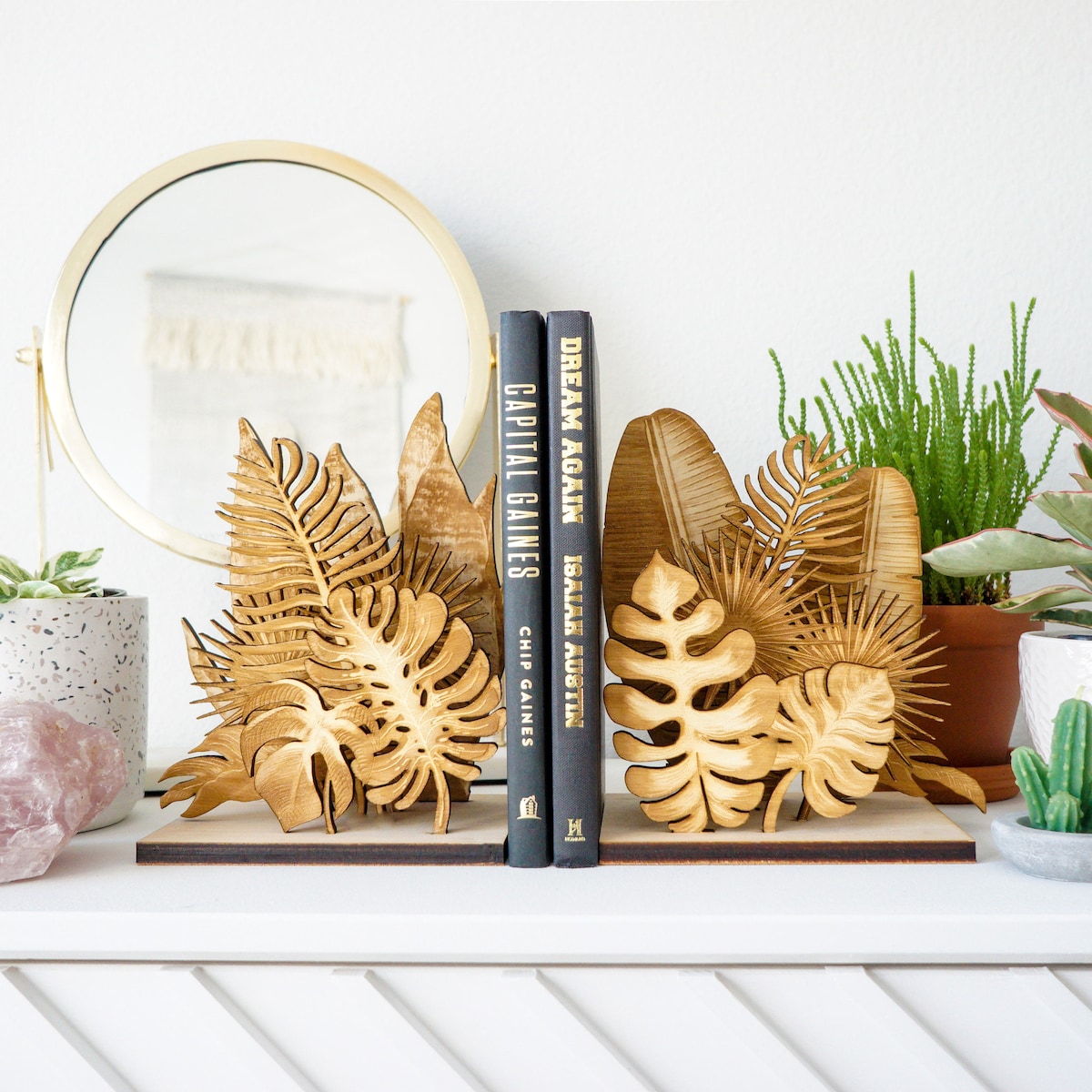 Houseplant Book Ends, Monstera, Bird of Paradise, Bookends - Etsy