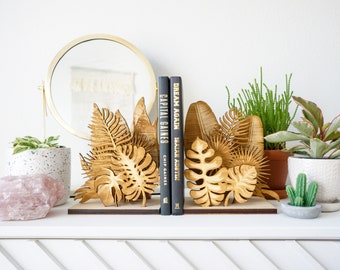 Houseplant Book Ends, Monstera, Bird of Paradise, Bookends