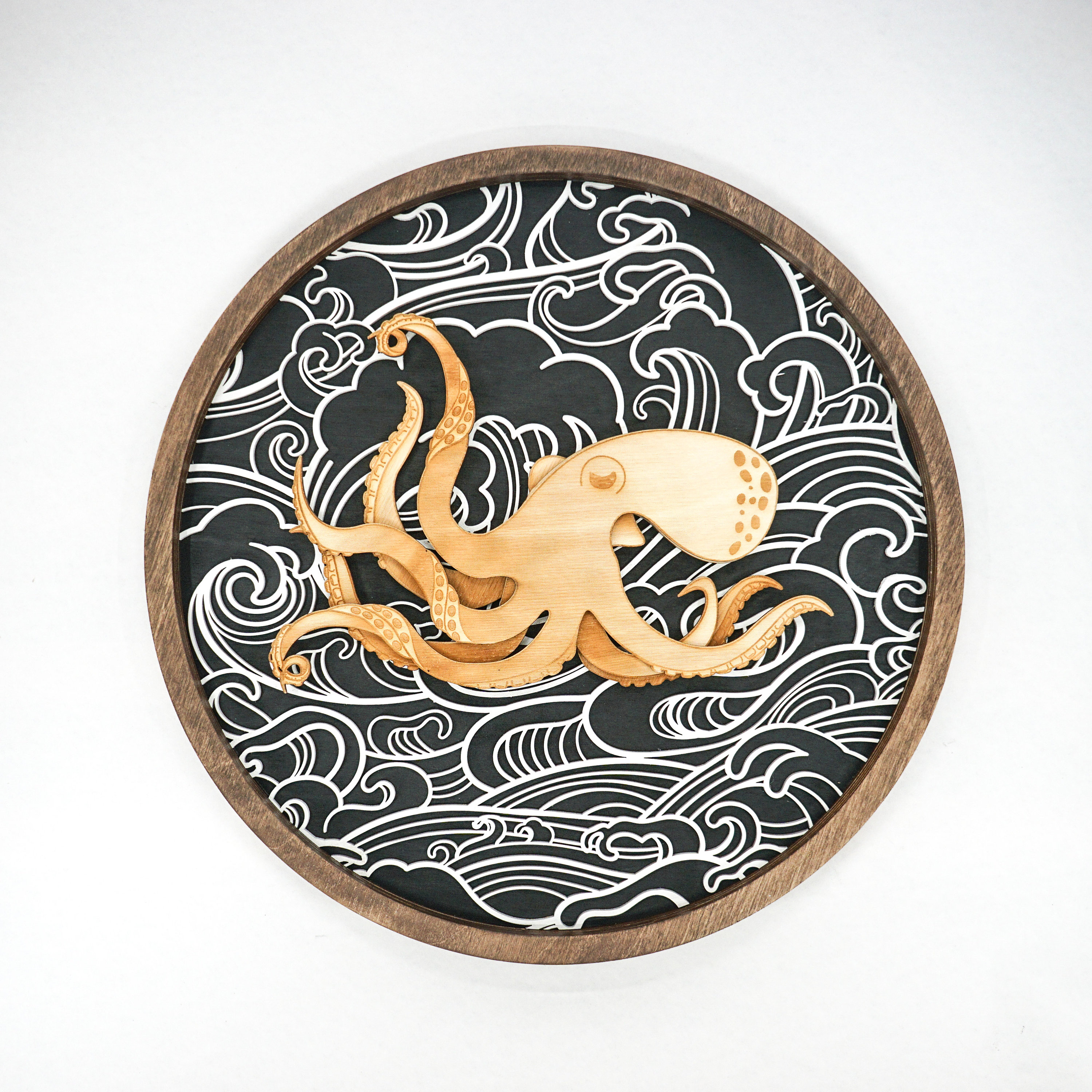 Kraken Octopus Japanese Ocean Wall Art Customize Colors Etsy