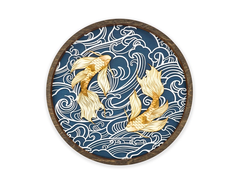Koi Carp Yin Yang Japanese Ocean Wall Art Customize Etsy