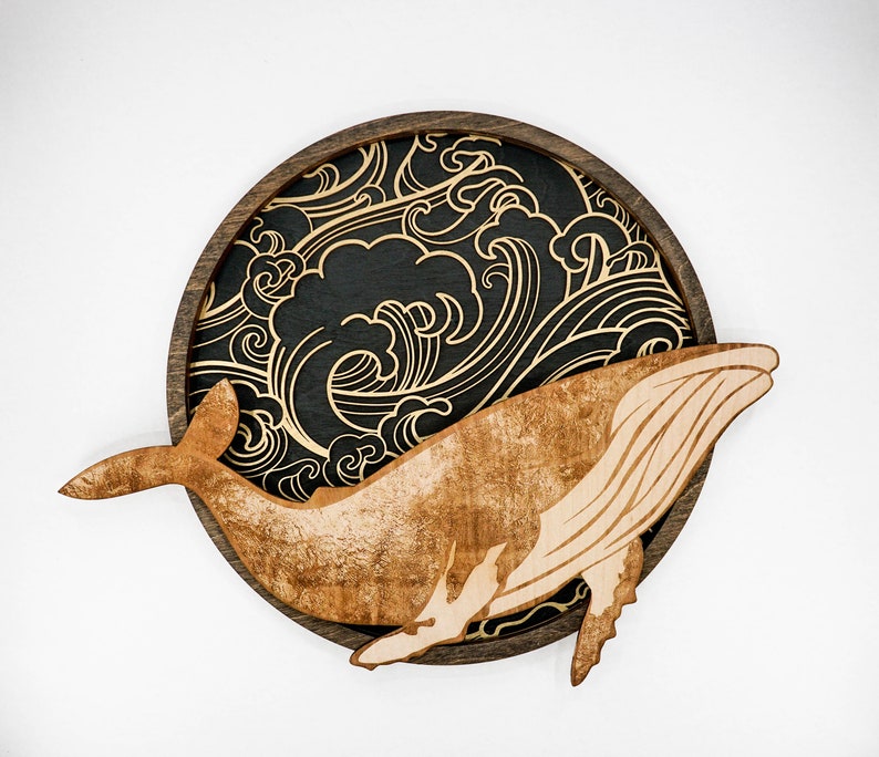 Japanese Wall Art Whale Wall Art Humpback Japanese Ocean Etsy