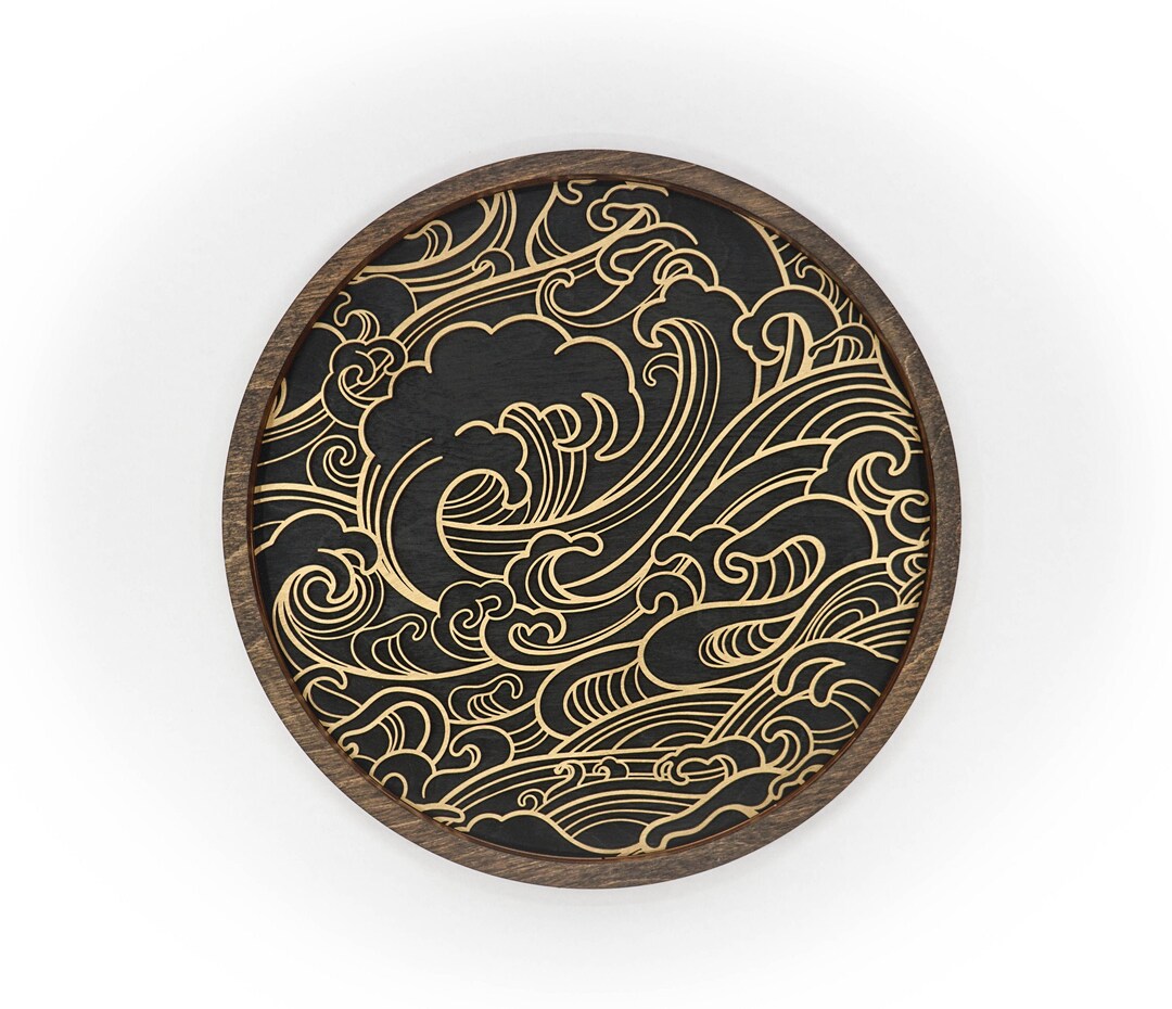 Gold on Black Japanese Ocean Wall Art Small to Extra Large Etsy