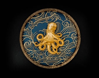 Kraken, Octopus, Japanese, Ocean, Wall Art, Customize Colors