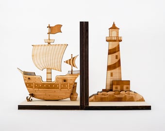 Bookends, Lighthouse, Ship, Boat, Pirate, Nursery, Book Ends