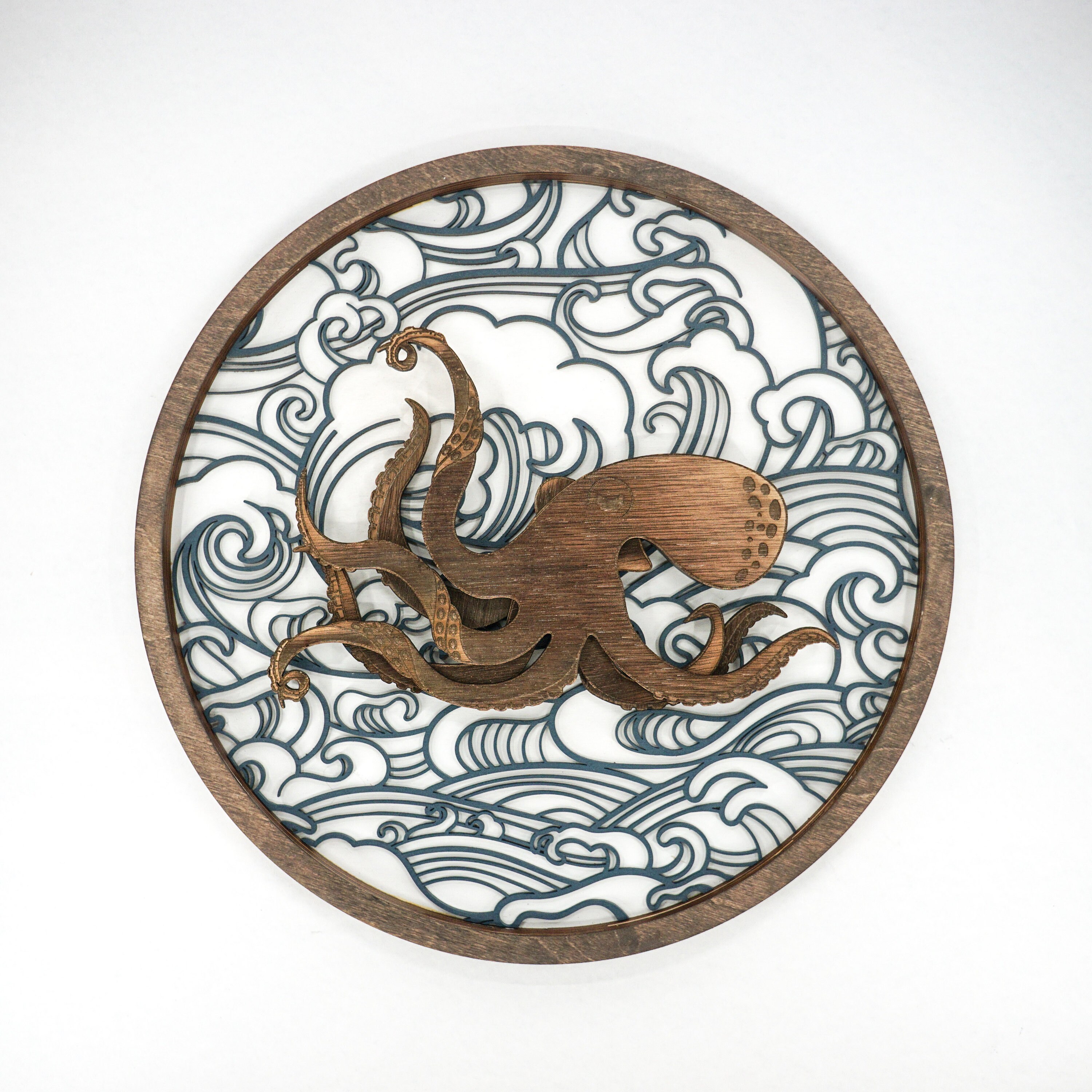 Kraken Octopus Japanese Ocean Wall Art Customize Colors Etsy