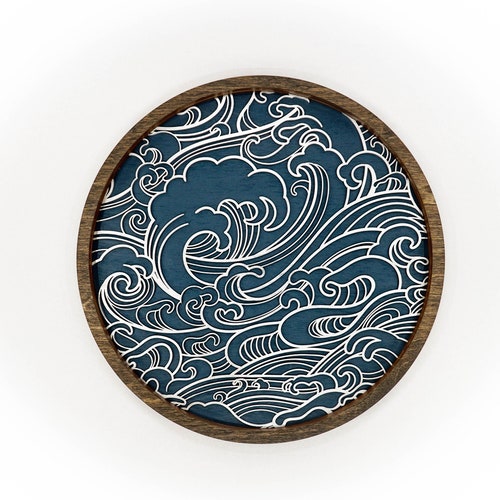 Gold on Blue Japanese Ocean Wall Art Small to Extra Large Etsy