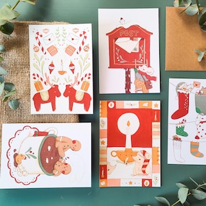 Juego de 5 tarjetas navideñas