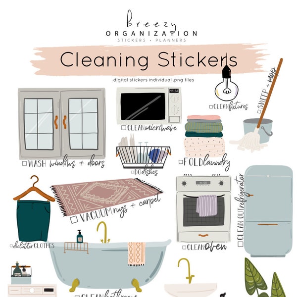 Cleaning Digital Stickers for iPad | Goodnotes Stickers | GoodNotes | IPad Stickers | Digital cleaning stickers