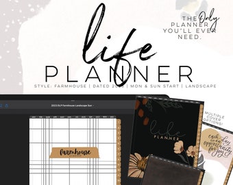 2023 Life Planner Farmhouse landscape | Digital life planner easy customizable planner with insert and widgets | All in one Planner