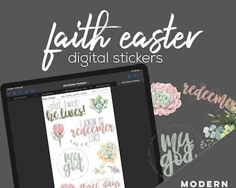 Mini juego de pegatinas digitales de fe de Pascua para Goodnotes / pegatinas digitales de Pascua para planificadores digitales o diarios bíblicos digitales
