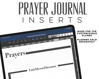 Gebetsjournal Masculine Planer Digitale EINLÄSSE für den anpassbaren digitalen Planner | Nur digitale Einsätze