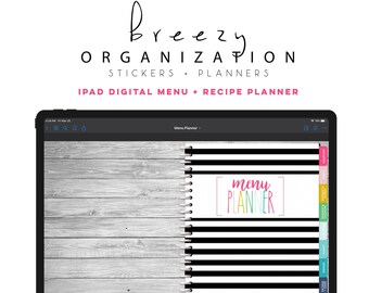 Digital menu planner | Digital recipe planner  | GoodNotes | IPad Planner | Digital Planner GoodNotes | Breezy organization