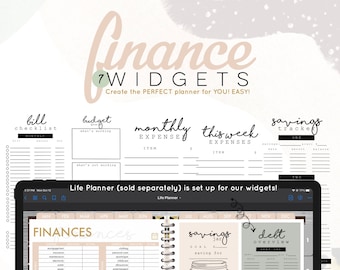 Finance widgets bill, goals, debt, savings, expenses | Digital WIDGETS for the Customizable Digital LIFE Planner | Digital widgets only