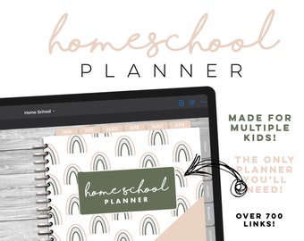 Digital Homeschool Planner | ipad home school planner | Goodnotes homeschooling planner daily, weekly + monthly layouts