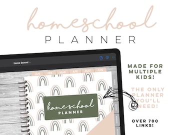Digital Homeschool Planner | ipad home school planner | Goodnotes homeschooling planner daily, weekly + monthly layouts