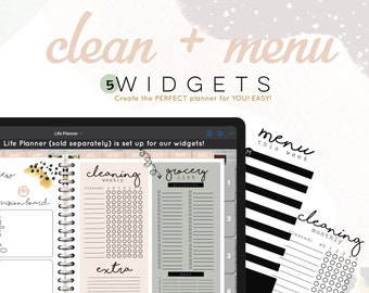 Cleaning + Menu/Grocery widgets | Digital WIDGETS for the Customizable Digital LIFE Planner | Digital widgets only