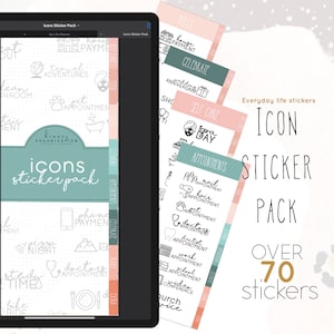 Digital Icon Sticker Planner voor Goodnotes, modern minimalistisch digitaal stickerpakket voor digitale planners | Digitale stickers voor beginners