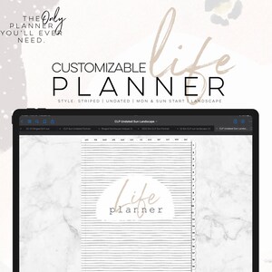 Customizable Life Planner Undated LANDSCAPE | Digital life planner easy customizable planner with insert and widgets | All in one Planner