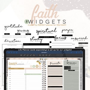 Faith widgets prayer list, sermon notes, Bible study +more| Digital WIDGETS for the Customizable Digital LIFE Planner | Digital widgets only