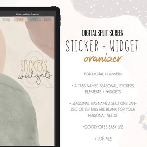 Digital Sticker and Widget planner organizer  | Digital Sticker Organizer | Split Screen Sticker Book